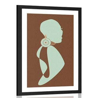 POSTER WITH MOUNT SILHOUETTE OF A WOMAN ON A DARK BACKGROUND - WOMEN - POSTERS