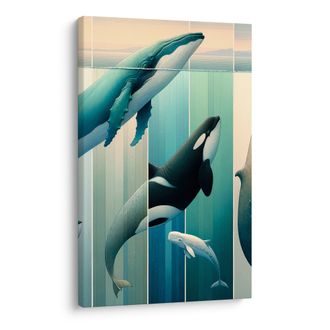 TABLEAU SUR TOILE – ÉLÉGANCE DES BALEINES SOUS LA SURFACE - IMAGES DU MONDE SOUS-MARIN - TABLEAUX