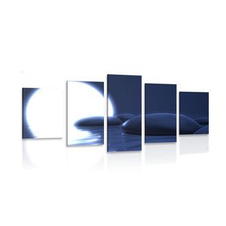 5-DÍLNÝ OBRAZ NÁDHERNÉ ZEN KAMENY A ÚPLNĚK MĚSÍCE - OBRAZY FENG SHUI - OBRAZY