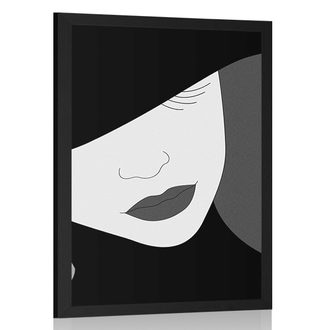 POSTER CLASSY LADY IN A HAT IN BLACK AND WHITE DESIGN - BLACK AND WHITE - POSTERS