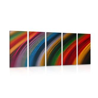 5-DÍLNÝ OBRAZ DETAIL BAREVNÉHO MATERIÁLU - ABSTRAKTNÍ OBRAZY - OBRAZY
