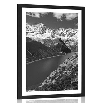 AFFICHE AVEC MONTURE LE PARC NATIONAL DU PATAGONIE EN ARGENTINE EN NOIR ET BLANC - NOIR ET BLANC - AFFICHES