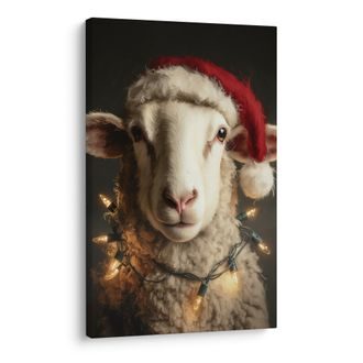 OBRAZ OVCE S VÁNOČNÍ ČEPICÍ - VÁNOČNÍ A ZIMNÍ OBRAZY - PICTURES