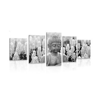 5-PIECE CANVAS PRINT YIN AND YANG BUDDHA IN BLACK AND WHITE - BLACK AND WHITE PICTURES - PICTURES