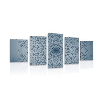 5-DÍLNÝ OBRAZ TMAVĚ MODRÝ KVĚT MANDALY - OBRAZY FENG SHUI - OBRAZY