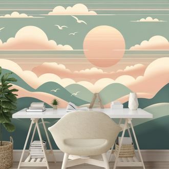 TAPETA PASTELOVÉ HORY S VÝCHODEM SLUNCE - TAPETY VÝCHOD A ZÁPAD SLUNCE - TAPETY
