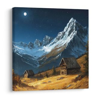 OBRAZ SVÁTEČNÍ NOC V HORÁCH - BAREVNÉ DOMY - OBRAZY