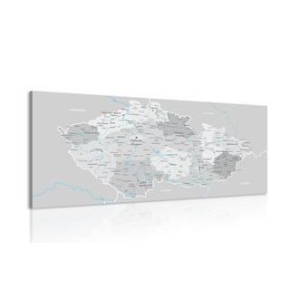 WANDBILD GRAUE KARTE VON TSCHECHIEN MIT KONTRAST - WELTKARTEN ALS BILDER - BILDER