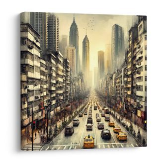 OBRAZ RUCH VELKOMĚSTA V PODVEČER - OBRAZY MĚSTA - OBRAZY