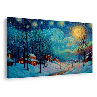 VÁNOČNÍ OBRAZ KOUZELNÁ ZIMNÍ VESNICE - VÁNOČNÍ A ZIMNÍ OBRAZY - OBRAZY