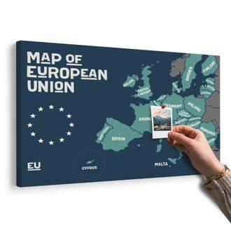 OBRAZ NA KORKU NAUČNÁ MAPA S NÁZVY ZEMÍ EVROPSKÉ UNIE - OBRAZY NA KORKU - OBRAZY
