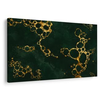 TABLEAU SUR TOILE – COMPOSITION VERT FONCÉ ET OR - IMAGES FORMES ABSTRAITES - TABLEAUX