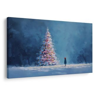 WANDBILD WEIHNACHTSBAUM UND EINSAMER WANDERER - WEIHNACHTS- UND WINTERBILDER - BILDER