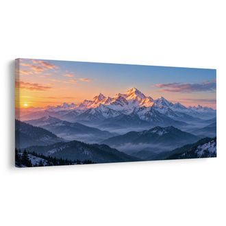 OBRAZ ZASNĚŽENÉ VRCHOLY V RANNÍM OPARU - PICTURES MOUNTAINS - PICTURES