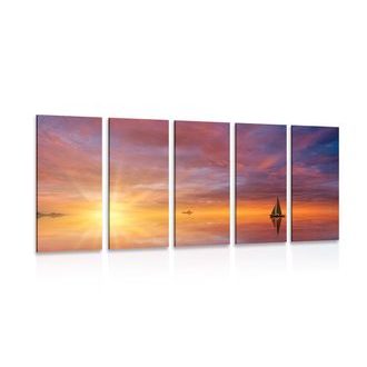 5-DÍLNÝ OBRAZ OPUŠTĚNÁ LOĎKA NA MOŘI - OBRAZY PŘÍRODY A KRAJINY - OBRAZY