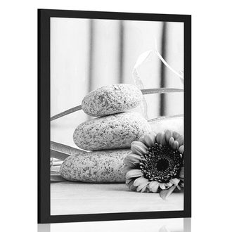 POSTER NATURA MOARTĂ MEDITATIVĂ ȘI WELLNESS ÎN DESIGN ALB-NEGRU - ALB-NEGRU - POSTERE