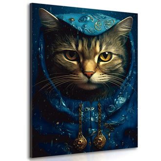 Wandbild Blau-goldene Katze