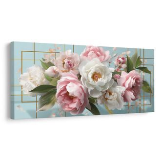 OBRAZ JEMNÉ RŮŽOVÉ A BÍLÉ PIVOŇKY - OBRAZY KVĚTŮ - OBRAZY