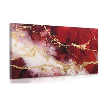 CANVAS PRINT OF RED MARBLE - MARBLE PICTURES - PICTURES
