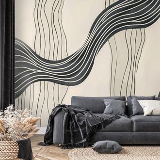 TAPET AUTOADEZIV VALURI ABSTRACTE ALB-NEGRU - TAPET ABSTRACT - TAPETURI