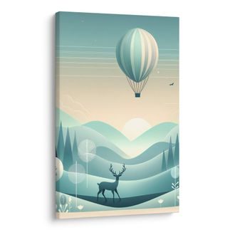 WANDBILD HIRSCH IN BLAUER LANDSCHAFT - BILDER VON HIRSCHEN - BILDER