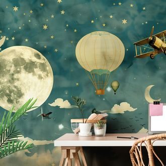 TAPETE TRAUMHAFTER HIMMEL MIT FLUGZEUGEN - 🔥 TOTALAUSVERKAUF