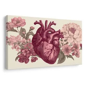 WANDBILD HERZ UND BLUMEN IN HARMONIE - BILDER BLUMEN - BILDER