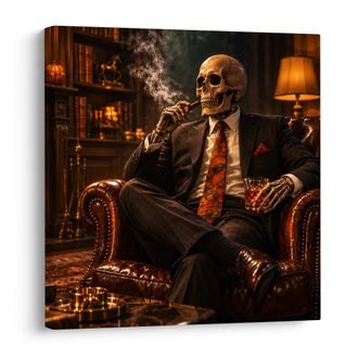 OBRAZ ELEGANTNÍ KOSTLIVEC U KRBU - HALLOWEENSKÉ A HOROROVÉ OBRAZY - OBRAZY