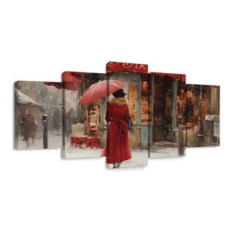 5-DÍLNÝ OBRAZ KOUZLO ZIMNÍ ULICE - VÁNOČNÍ A ZIMNÍ OBRAZY - OBRAZY