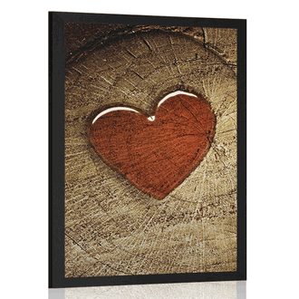 AFFICHE COEUR SUR UNE SOUCHE D'ARBRE - NATURE - AFFICHES