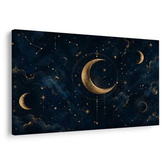 TABLEAU SUR TOILE – LUNE MYSTIQUE DANS LE CIEL NOCTURNE - TABLEAUX MOIS - TABLEAUX