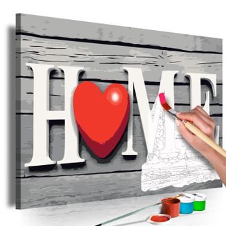 Picture painting by numbers Home with red heart