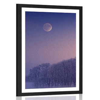 POSTER MIT PASSEPARTOUT VOLLMOND ÜBER DEM DORF - NATUR - POSTER