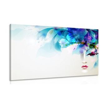 CANVAS PRINT FASHIONABLE FEMALE FACE WITH ABSTRACT ELEMENTS - PICTURES OF PEOPLE - PICTURES