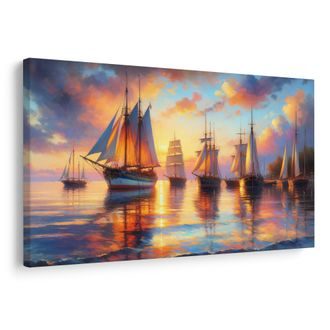 OBRAZ ZÁPAD SLUNCE U LODÍ - OBRAZY VÝCHOD A ZÁPAD SLUNCE - OBRAZY