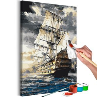 Obraz malování podle čísel loď na rozbouřeném moři