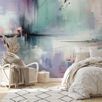 SAMOLEPÍCÍ TAPETA PASTELOVÉ ABSTRAKTNÍ TAHY ŠTĚTCEM - ABSTRACT WALLPAPERS - WALLPAPERS