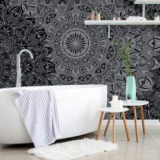 SELF ADHESIVE WALLPAPER STYLISH MANDALA IN BLACK AND WHITE - SELF-ADHESIVE WALLPAPERS - WALLPAPERS