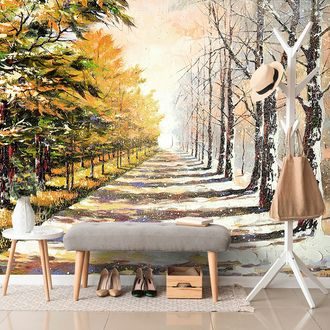 PAPIER PEINT – ALLÉE D'ARBRES EN AUTOMNE - PAPIERS PEINTS NATURE - PAPIERS PEINTS PANORAMIQUES
