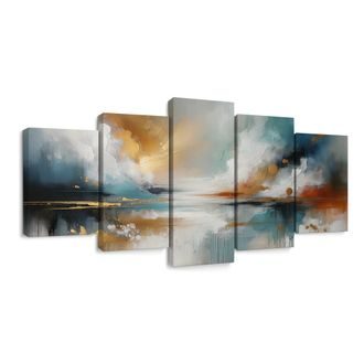 5-DÍLNÝ OBRAZ ABSTRAKTNÍ KRAJINA S JEZEREM - OBRAZY JEZERA - OBRAZY