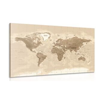 OBRAZ NÁDHERNÁ VINTAGE MAPA SVĚTA - OBRAZY MAPY - OBRAZY