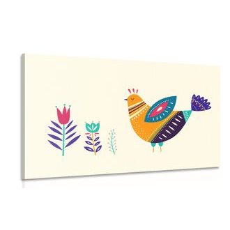 CANVAS PRINT HEN WITH A FOLKLORE TOUCH - STILL LIFE PICTURES - PICTURES