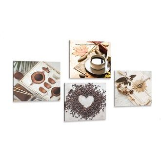 SET OBRAZŮ ZÁTIŠÍ KÁVY - SESTAVY OBRAZŮ - OBRAZY