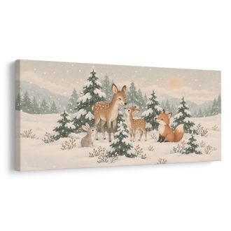 OBRAZ SRNKA S LIŠKOU VE SNĚHU - DREAMY LITTLE ANIMALS - PICTURES