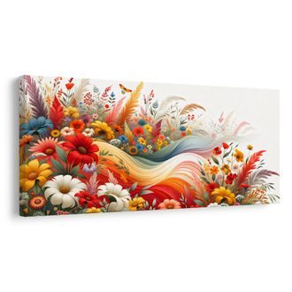 CANVAS SCHILDERIJ BLOEMENGOLF - SCHILDERIJEN - MEGA UITVERKOOP TOT 70% 🔥