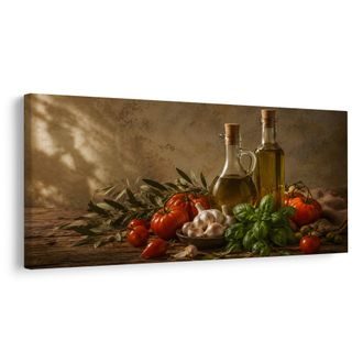 OBRAZ RUSTIKÁLNÍ KOMPOZICE RAJČAT A BAZALKY - PICTURES OF FOOD AND DRINKS - PICTURES