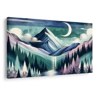 OBRAZ ZASNĚŽENÉ VRCHOLKY S VODOPÁDEM - OBRAZY HORY - OBRAZY