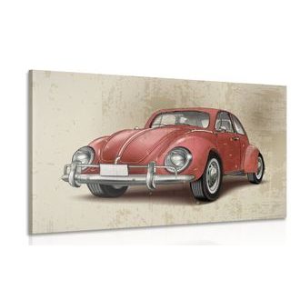 CANVAS PRINT RED VETERAN - VINTAGE AND RETRO PICTURES - PICTURES