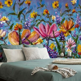 SELF ADHESIVE WALLPAPER COLORFUL FLOWERS ON THE MEADOW - SELF-ADHESIVE WALLPAPERS - WALLPAPERS