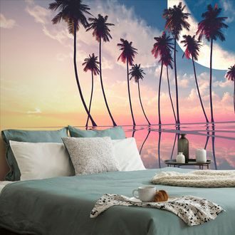 WALLPAPER SUNSET OVER TROPICAL PALM TREES - WALLPAPERS NATURE - WALLPAPERS